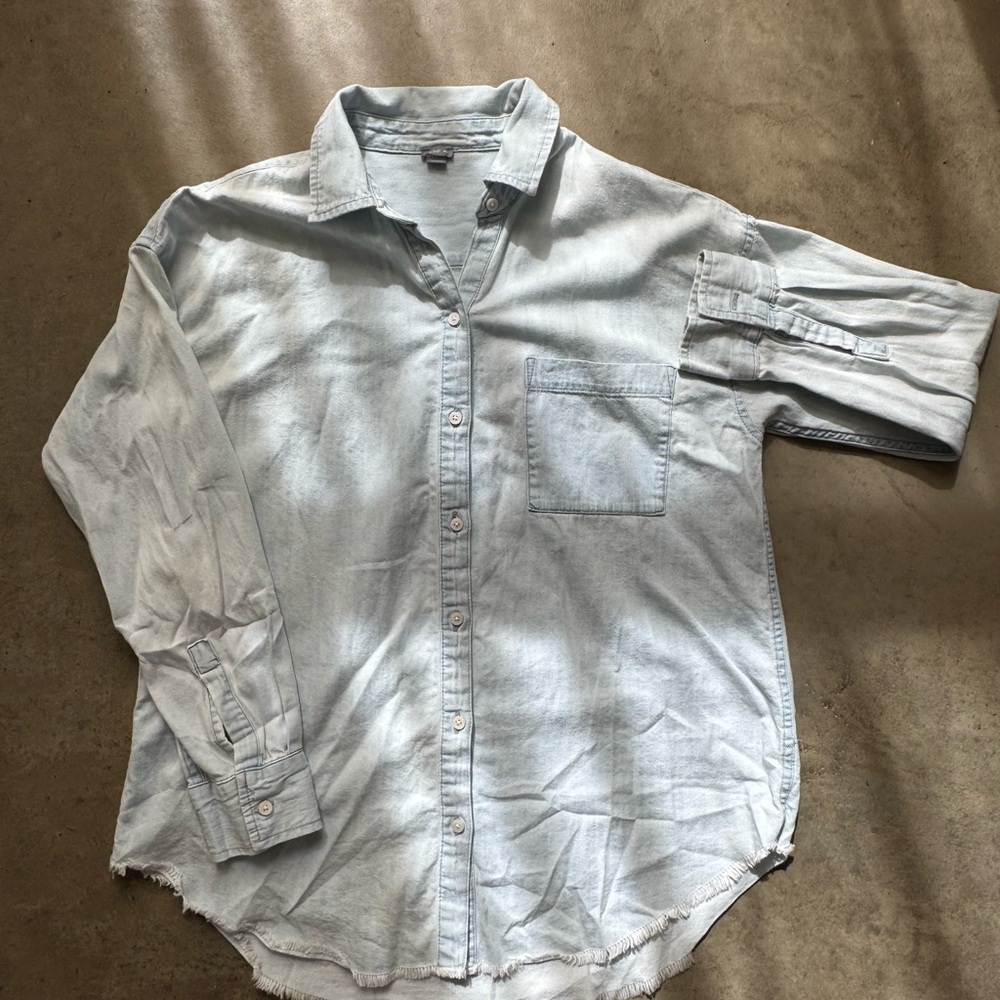 Aerie Blue Casual Button Down Shirt
